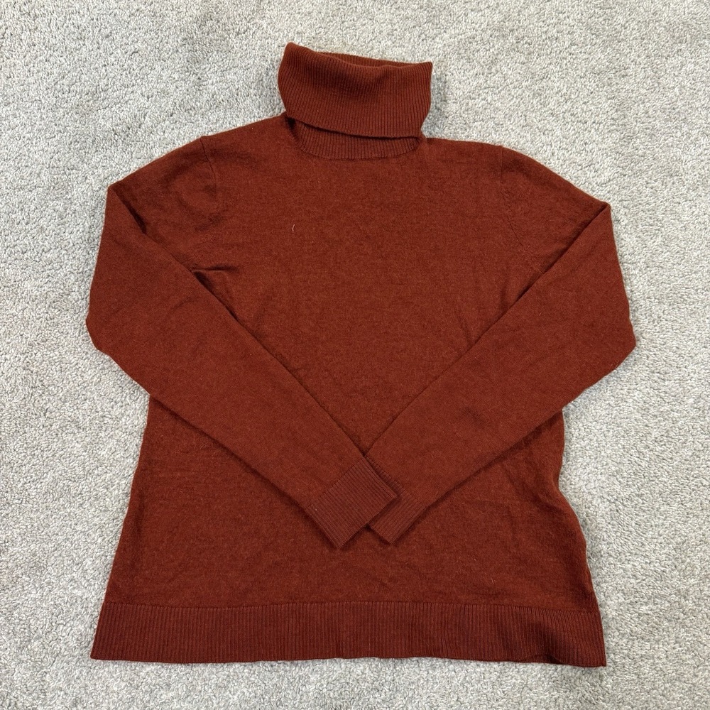 Pendleton Turtleneck Sweater Rust Women L Merino Wool Knit Pullover Minimalist